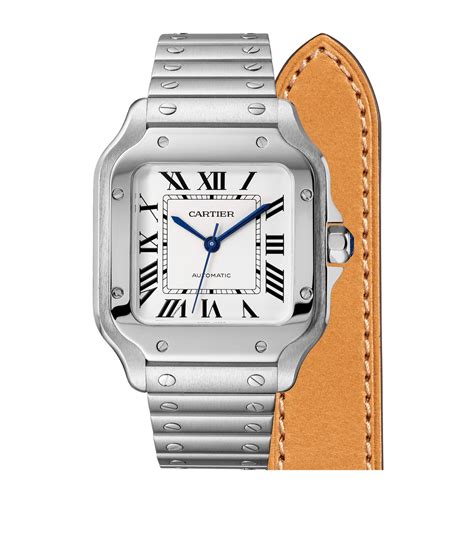 cartier santos stainless steel watch|cartier santos watch size guide.